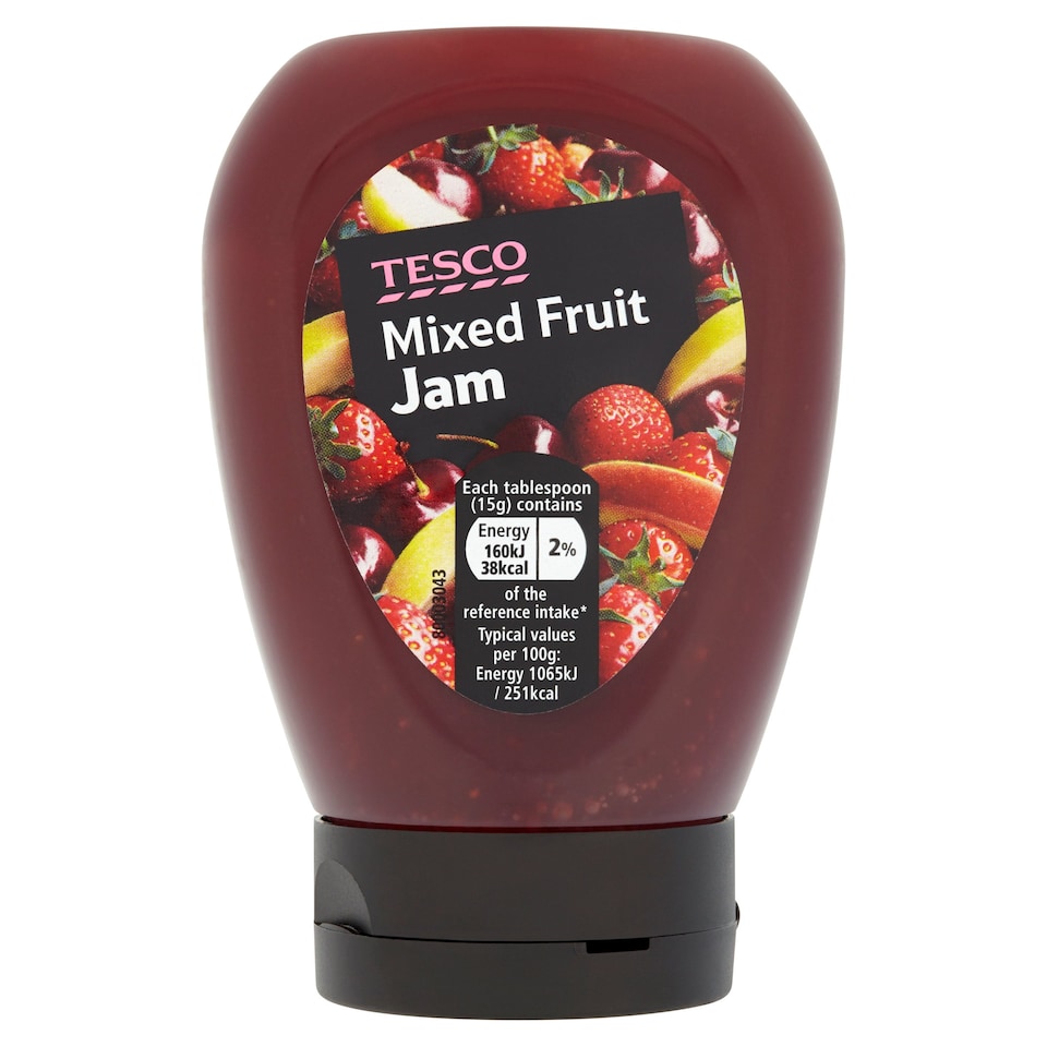 Tesco Mixed Fruit Squeezy Jam 340G Tesco Groceries