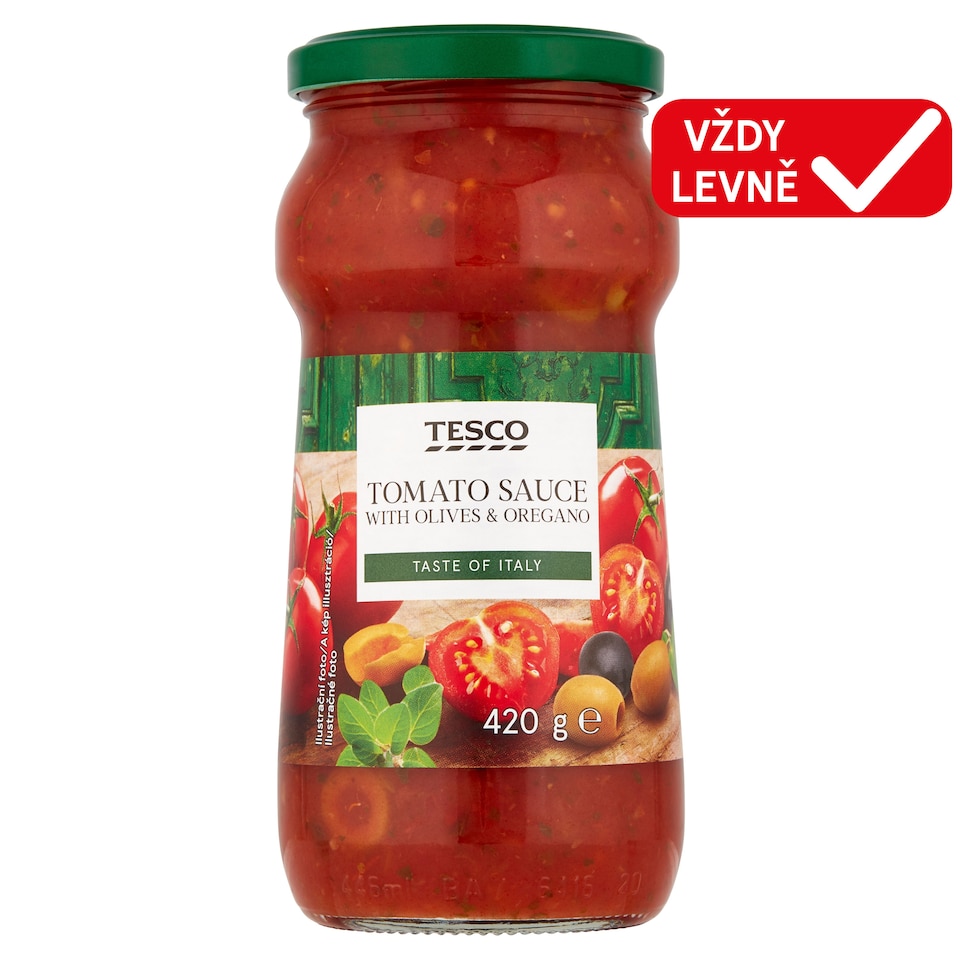 Tesco Tomato Sauce with Olives & Oregano 420g