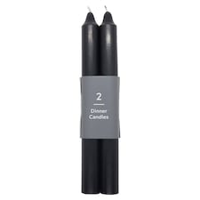 TESCO BLACK DINNER CANDLES 2 PACK