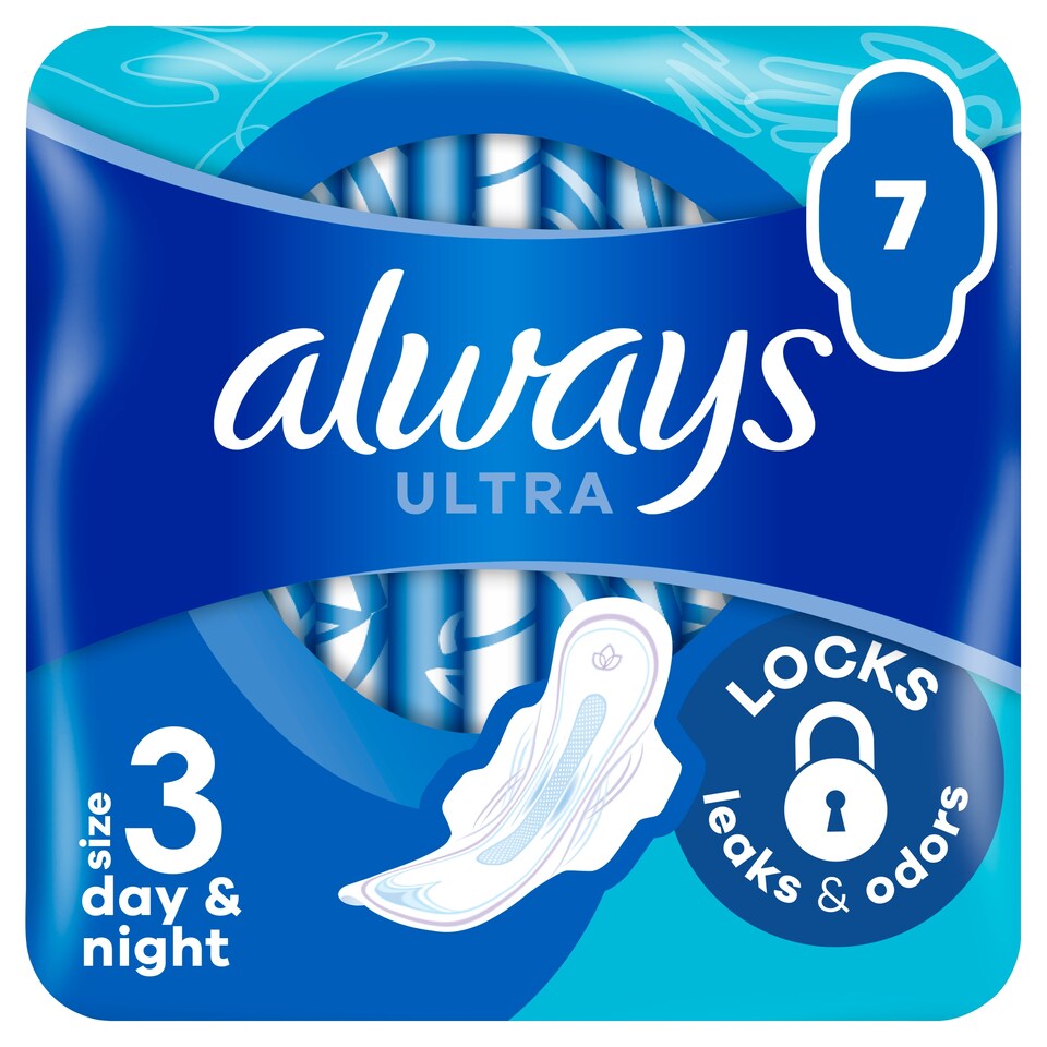 Obrázek 1 pro produkt Always Ultra  Hygienické Vložky Den a noc (Velikost 3) Křidélka 7 ks