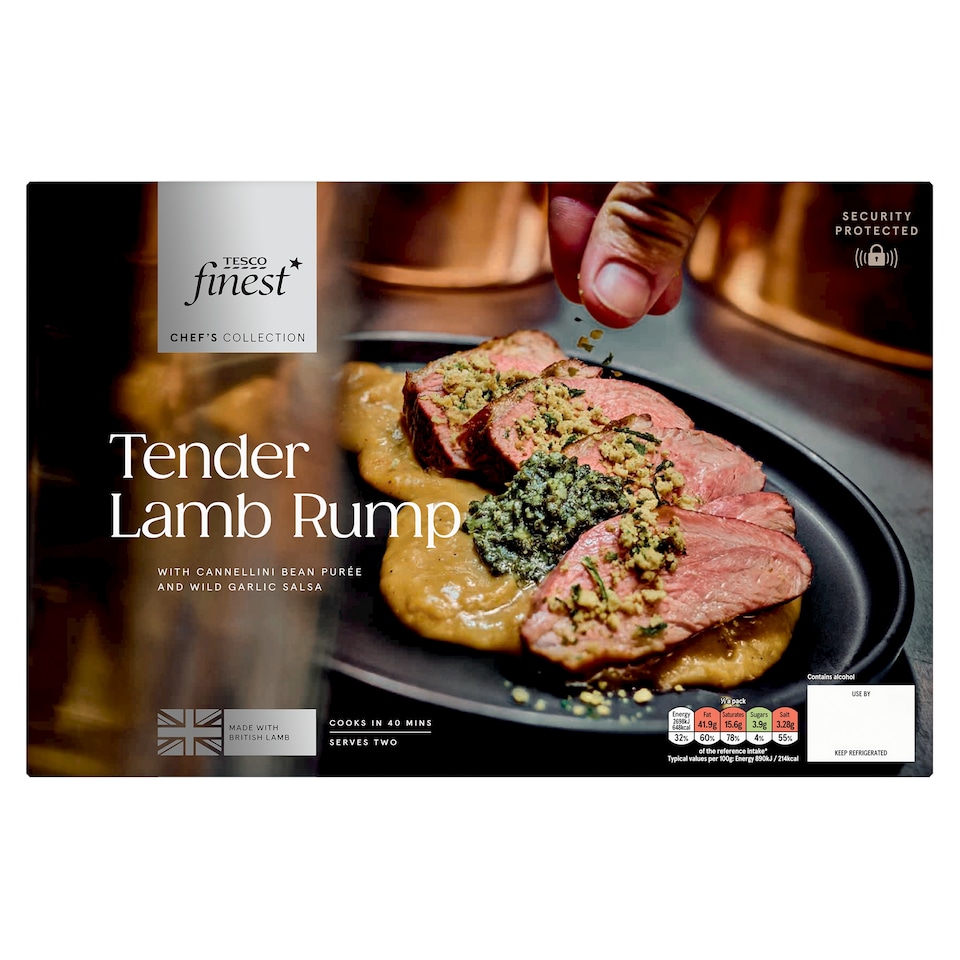 Tesco Finest Chef’s Collection Lamb Rump with Cannellini Bean Puree and Wild Garlic Salsa 640g