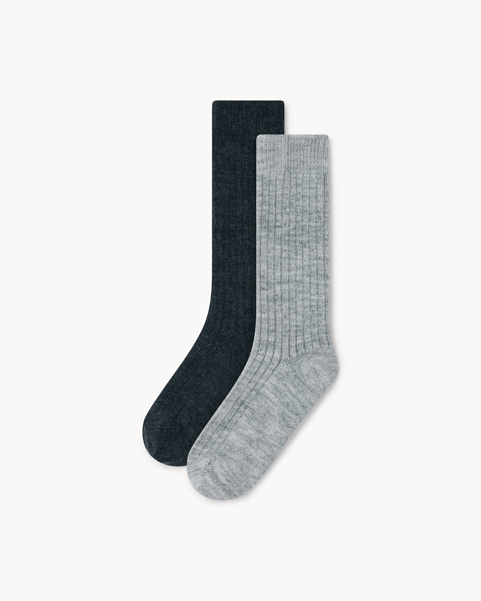 F&F Active 2-Pack Ribbed Slouch Socks in Grey Marl