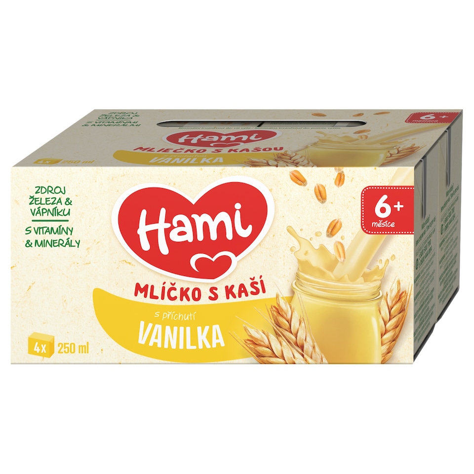 Obrázek 1 pro produkt HAMI mlíčko s kaší s příchutí vanilky 4x250 ml
