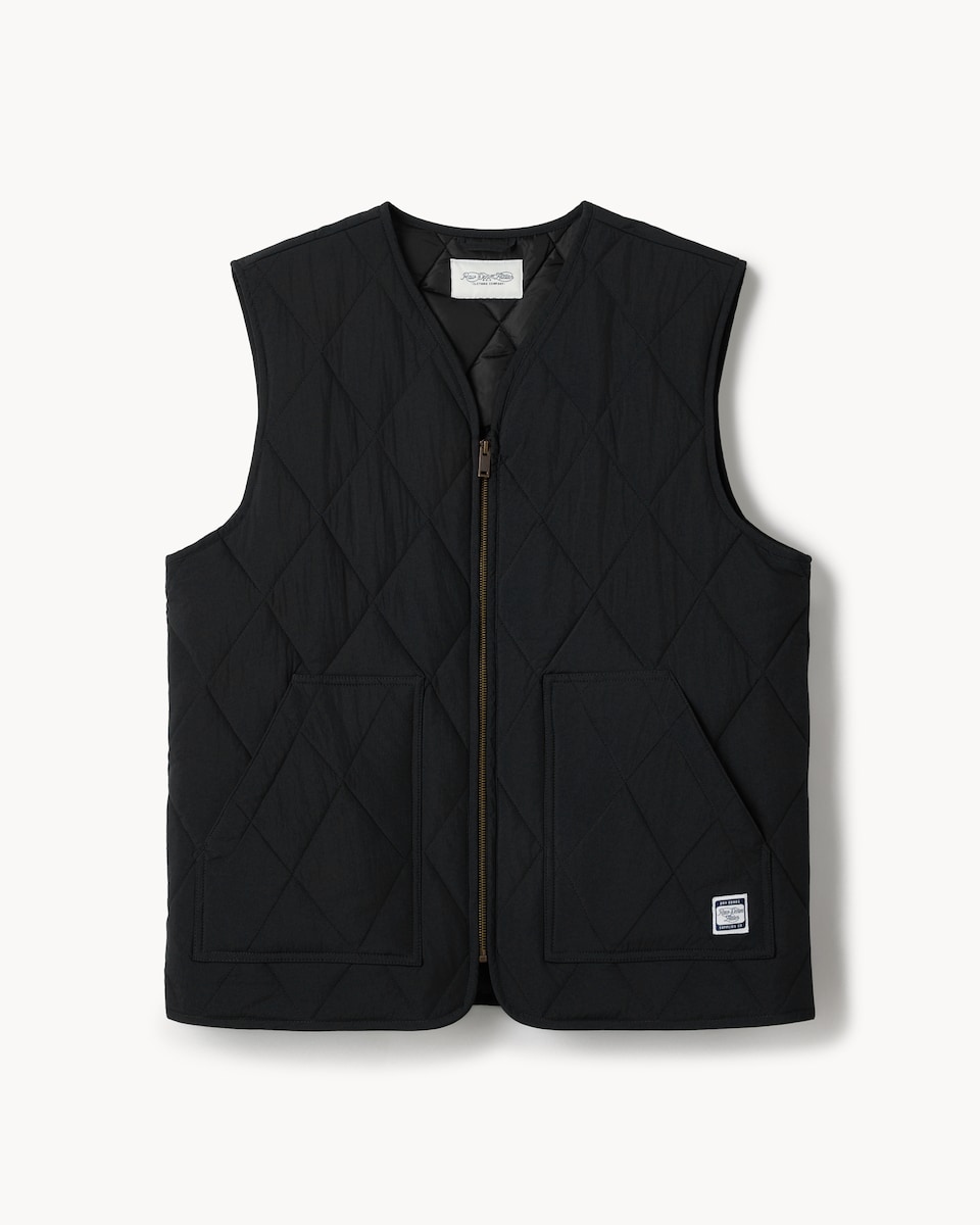 image 1 of RDA Quilted Zip Up Gilet in Black