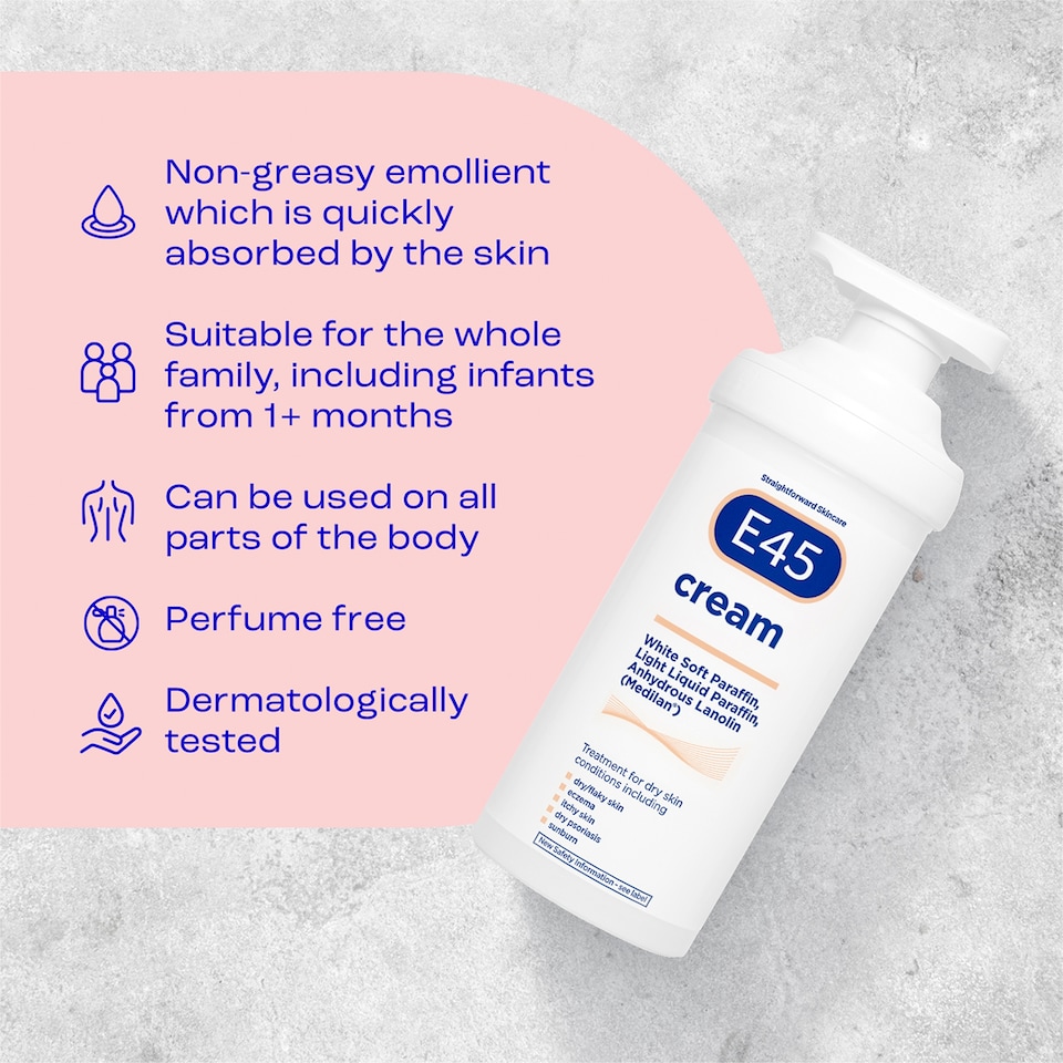image 1 of E45 Moisturiser Body Cream for Dry Skin & Eczema 500g