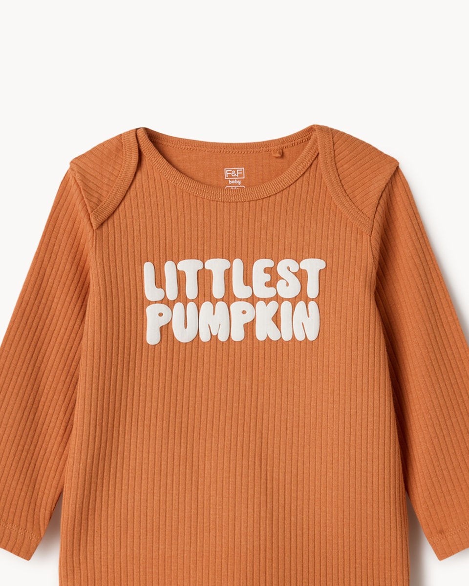 image 1 of F&F Baby 2-Pack Cotton Rich Pumpkin Pyjama Sets in Brick