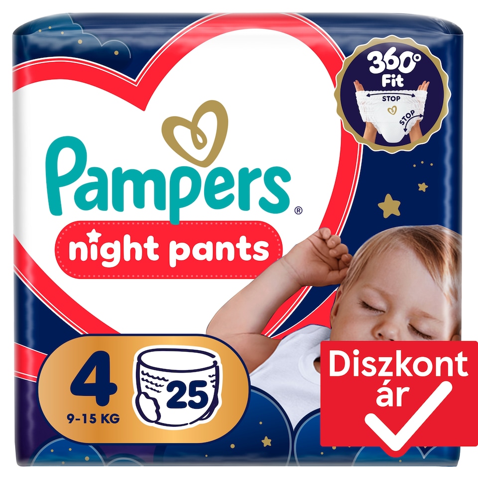 Pampers Night Bugyipelenka, Méret: 4, 25 db Pelenka, 9kg-15kg  1. kép