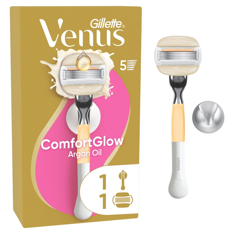 obrázok 1 z Gillette Venus Comfort Glow s Arganového Oleja Dámsky Holiaci strojček, 1 Náhradné Holiace Hlavice