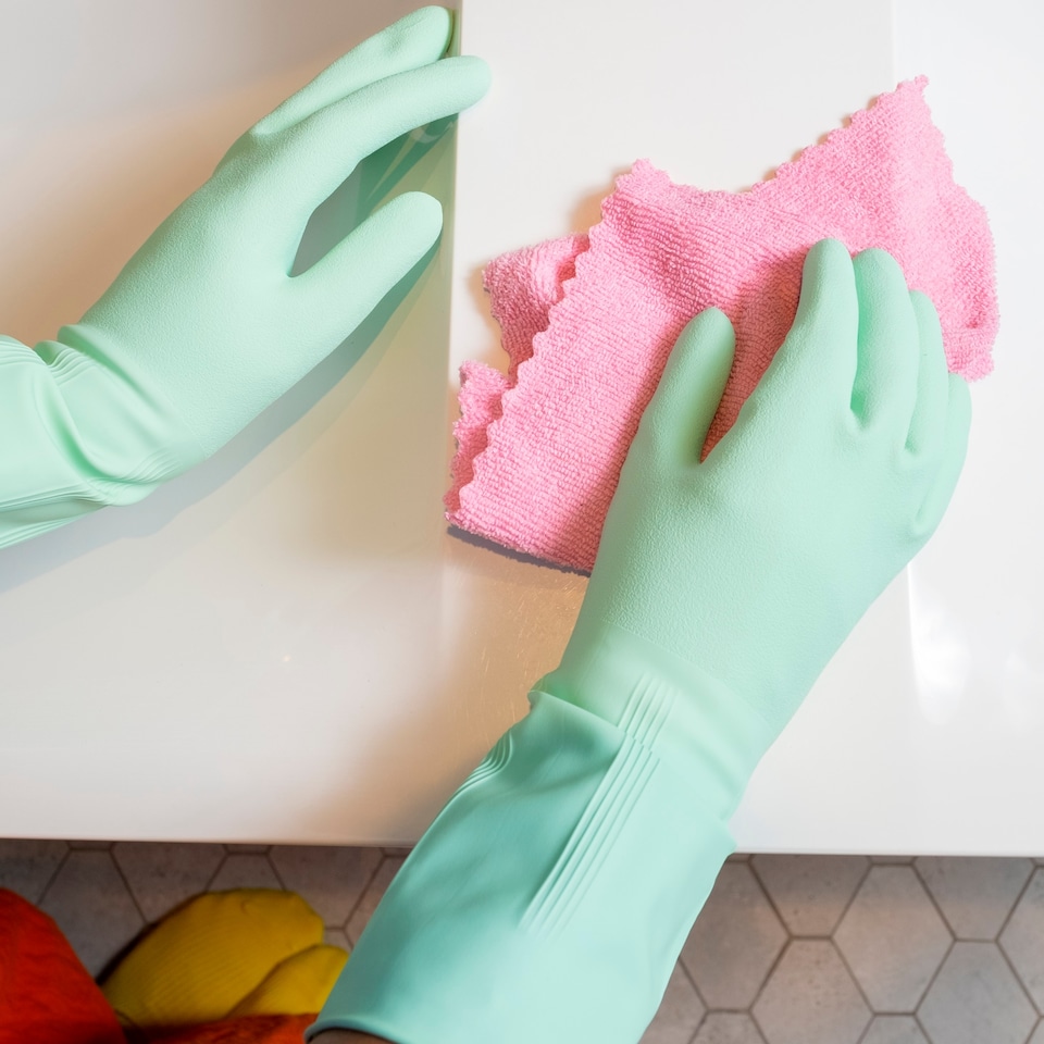 image 1 of Marigold Medium Stronger Bathroom Gloves