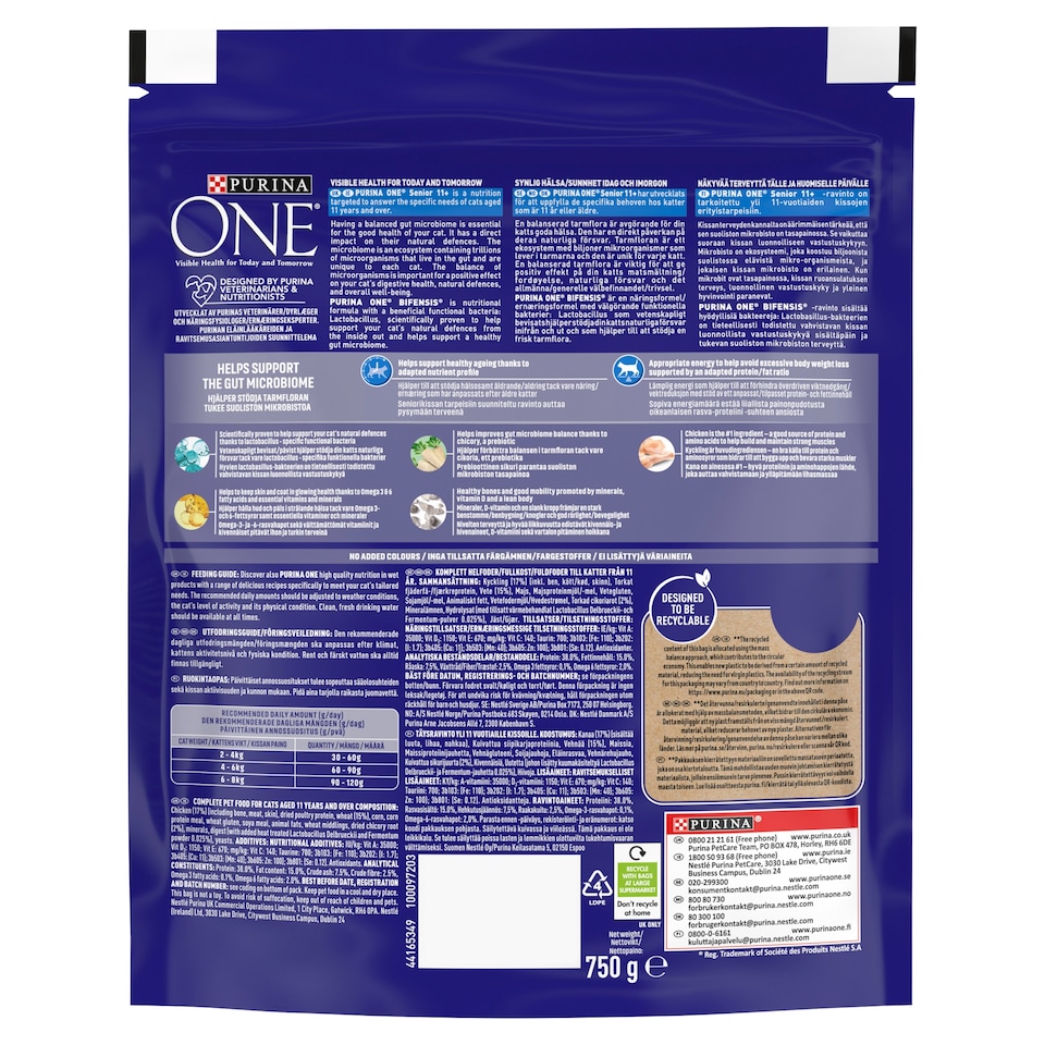 image 1 of Purina One Senior 11+ Cat Food Chicken 750G