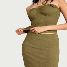 F&F Textured Co-ord Midi Skirt in Green