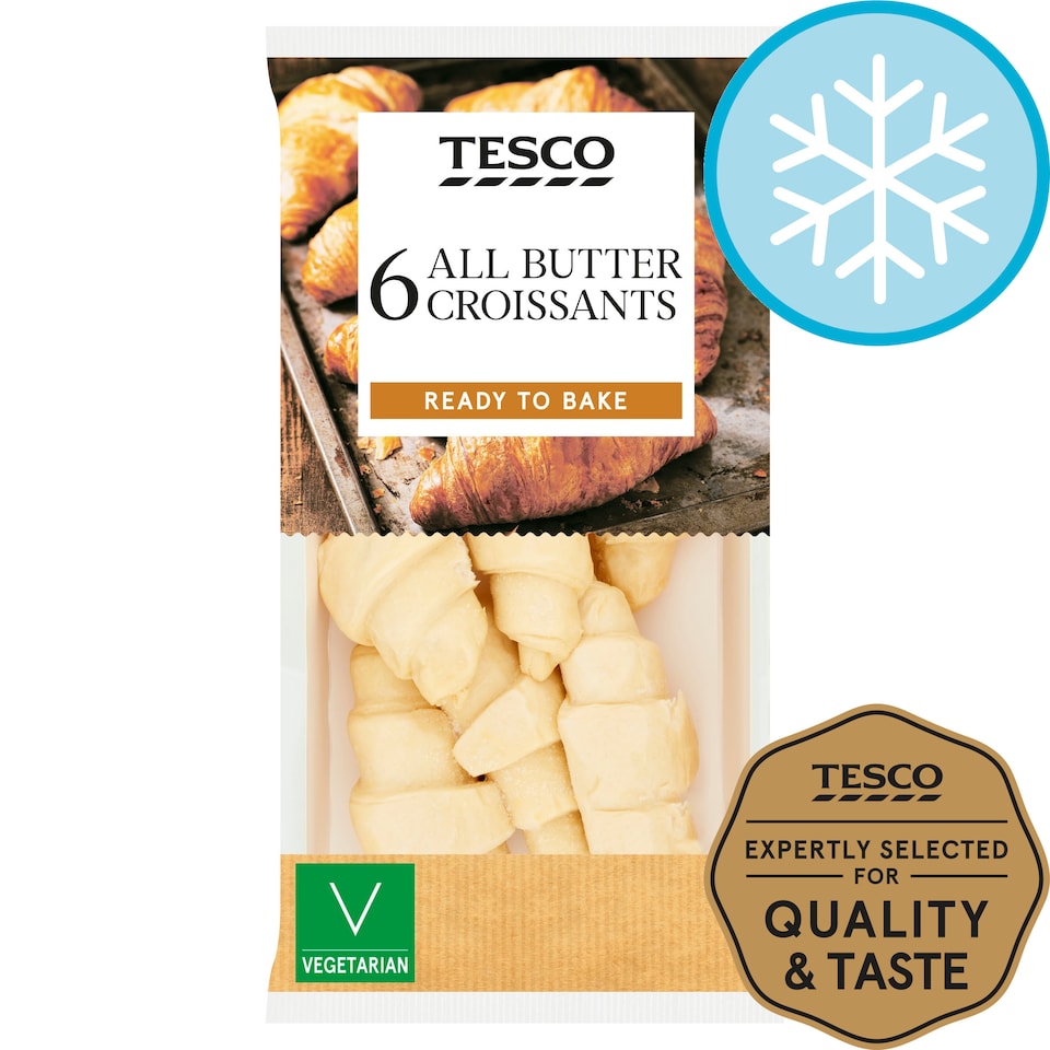 Tesco 6 All Butter Croissants 255G Tesco Groceries