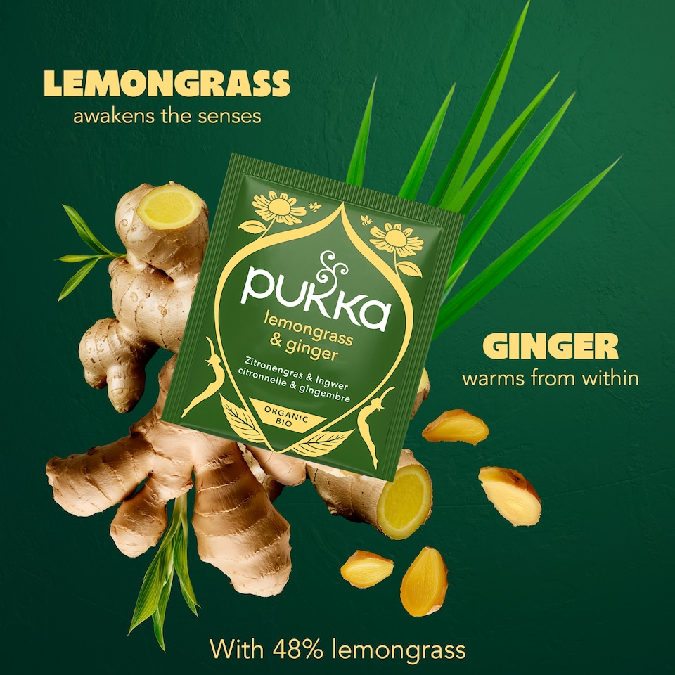 image 1 of Pukka Organic Lemongrass & Ginger Herbal Tea 20 Tea Bags 36g