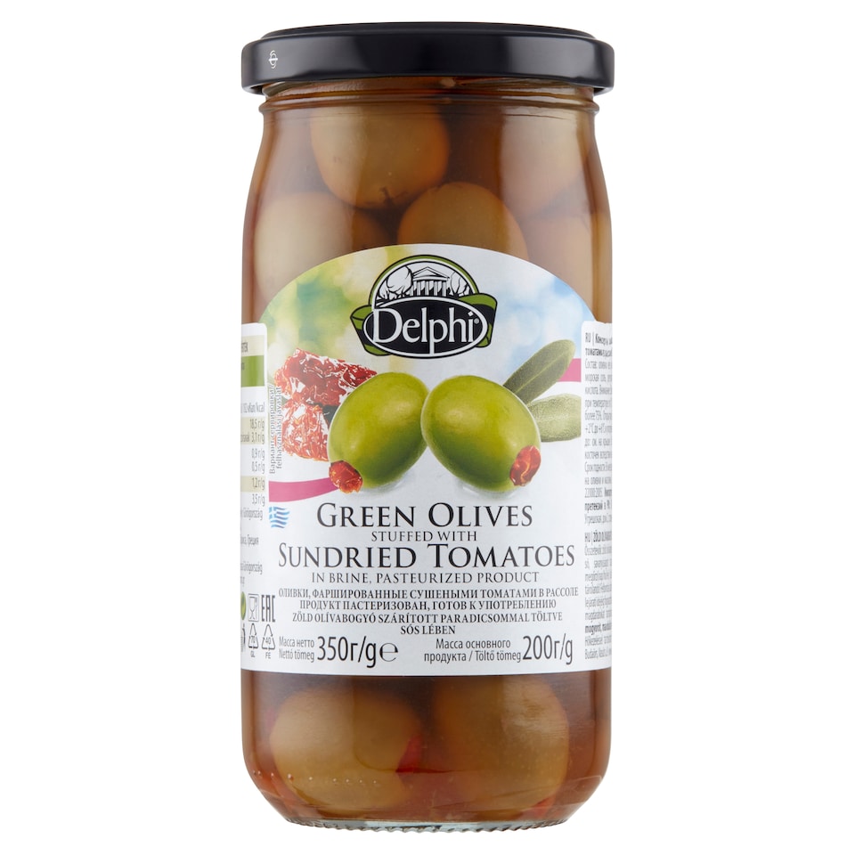 image 1 of Delphi Green Olives Stuffed with Sun-Dried Tomatoes 350 g
