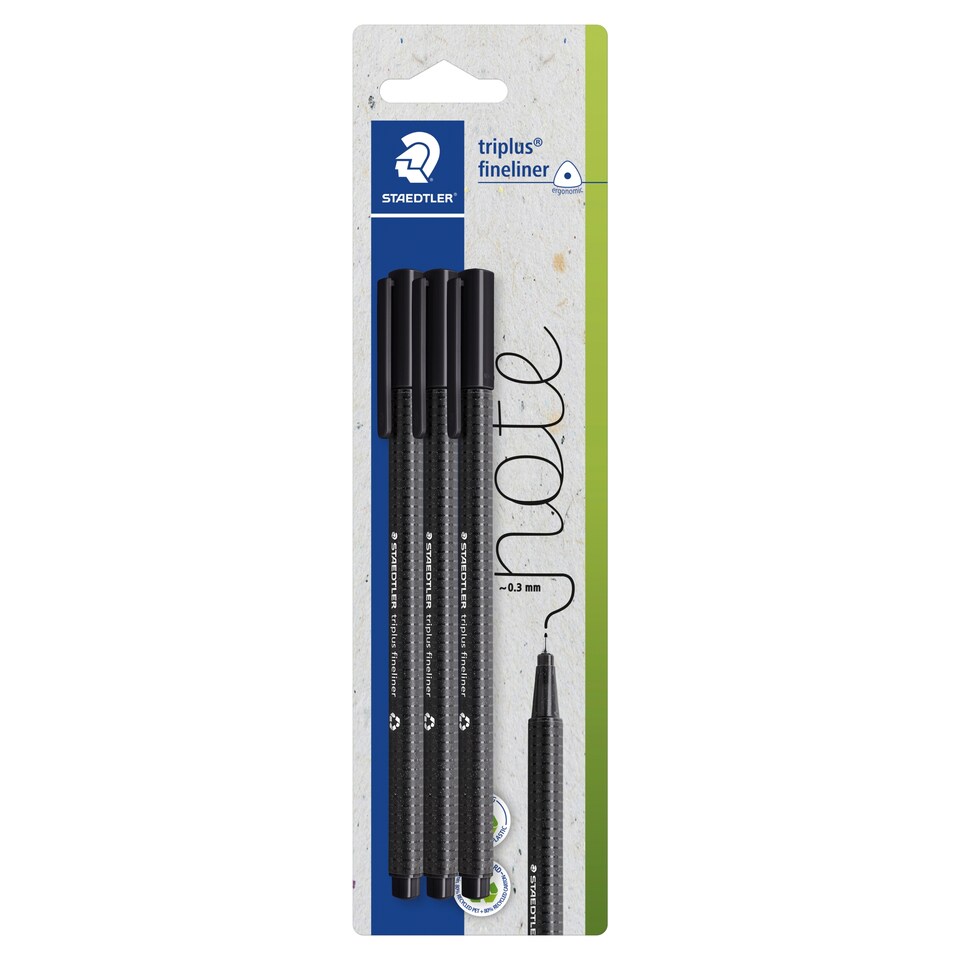 Staedtlertriplus Fineliners Black 3 Pack