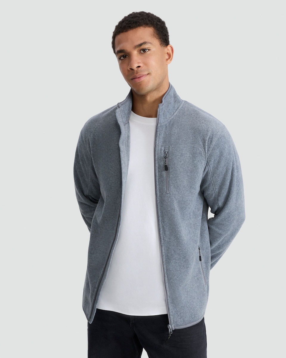 image 1 of F&F Fleece Zip Up Pocket Detail Jacket in Grey Marl