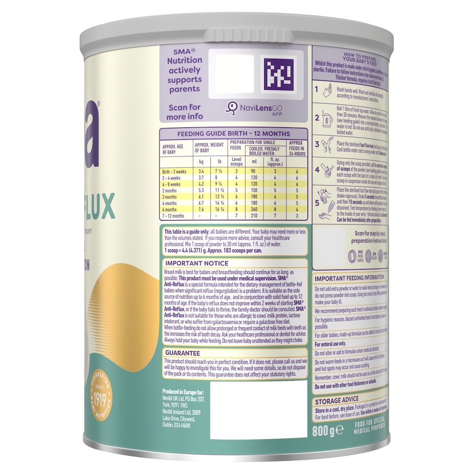 image 1 of SMA Anti-Reflux Infant Baby Milk Formula Powder from Birth 800g