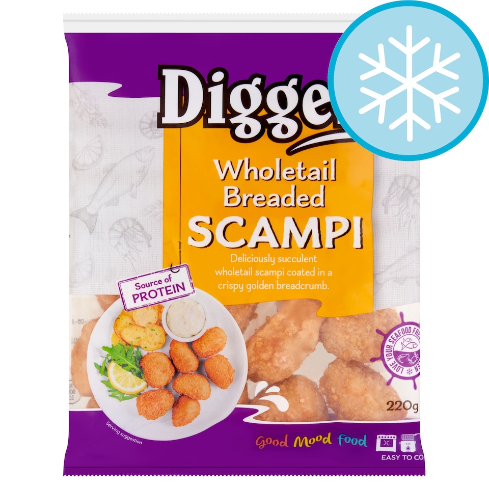 Diggers Wholetail Breaded Scampi 220G