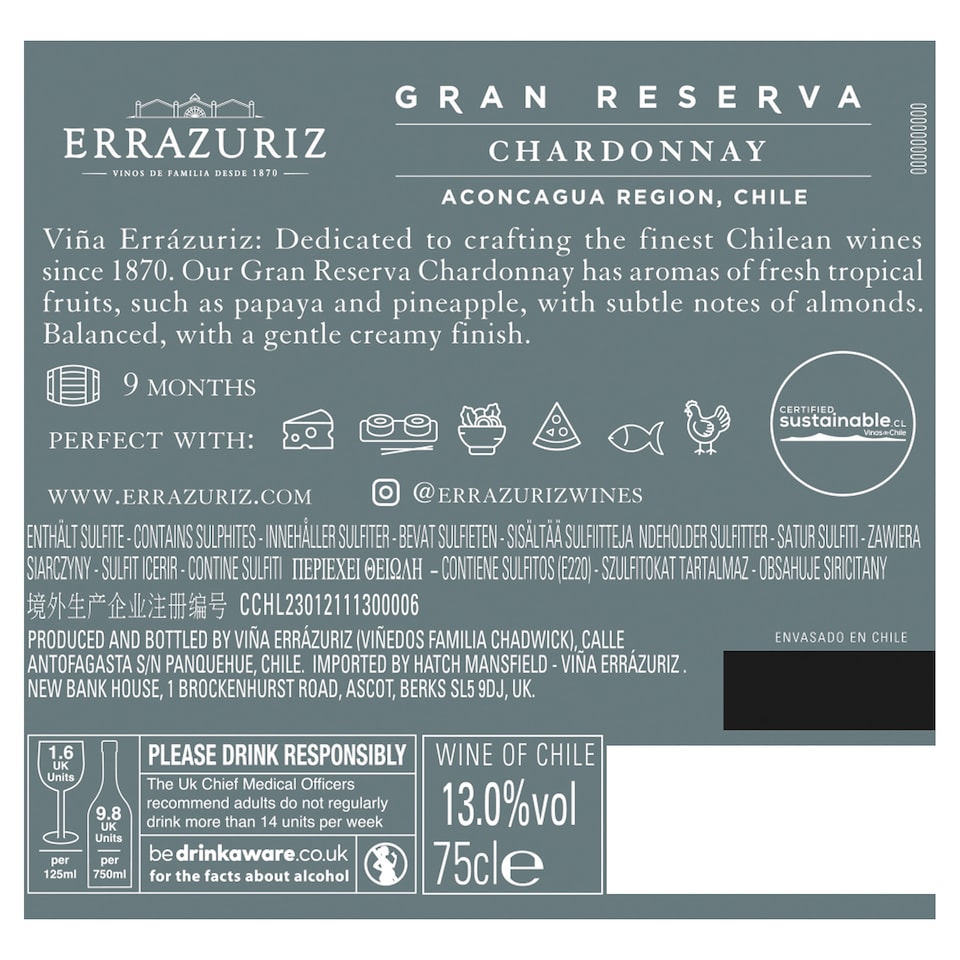 image 1 of Errazuriz Gran Reserva Chardonnay 75cl