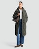 image 1 of F&F Quilted Longline Shower Resistant Zip Up Coat in Khaki
