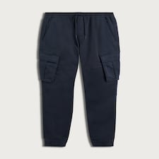 F&F Cotton Rich Drawstring Cuffed Cargo Trousers in Navy