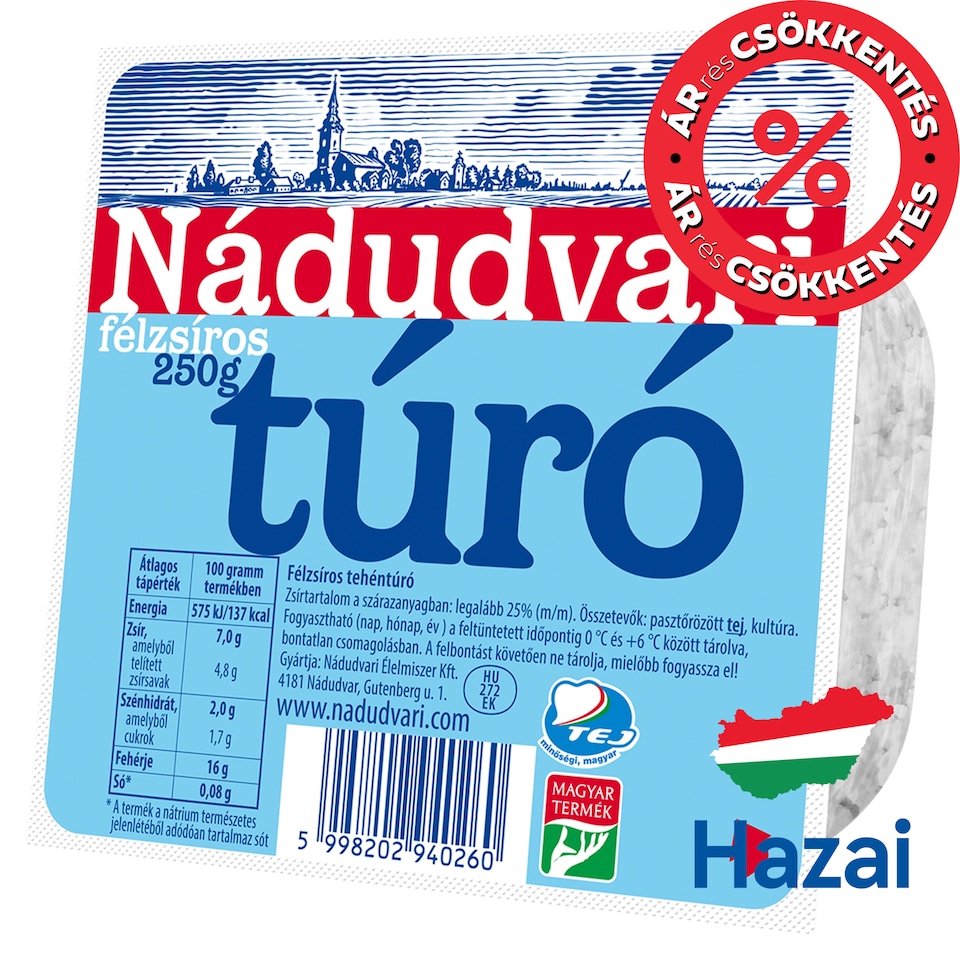 Nádudvari Semi-Fat Cottage Cheese 250 g