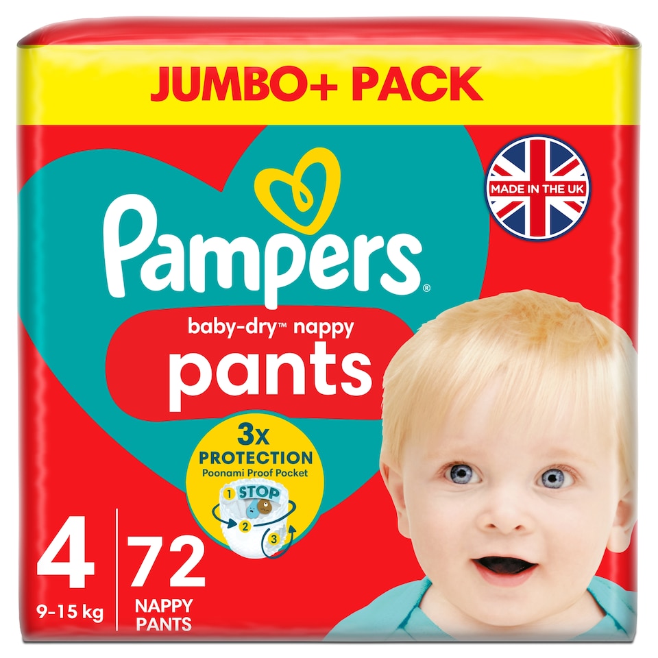 image 1 of Pampers Baby-Dry Nappy Pants Size 4 Jumbo+ Pack 72 Pack