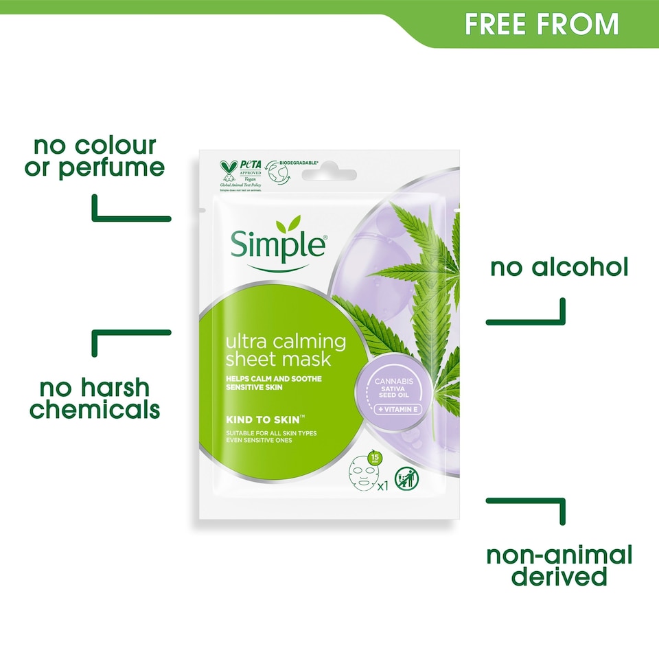 image 1 of Simple Kind to Skin Ultra Calming Sheet Mask
