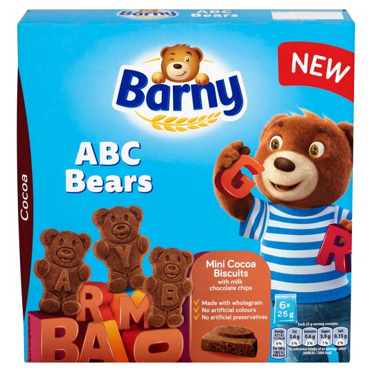Barny Abc Bears Cocoa Biscuits 150G Tesco Groceries
