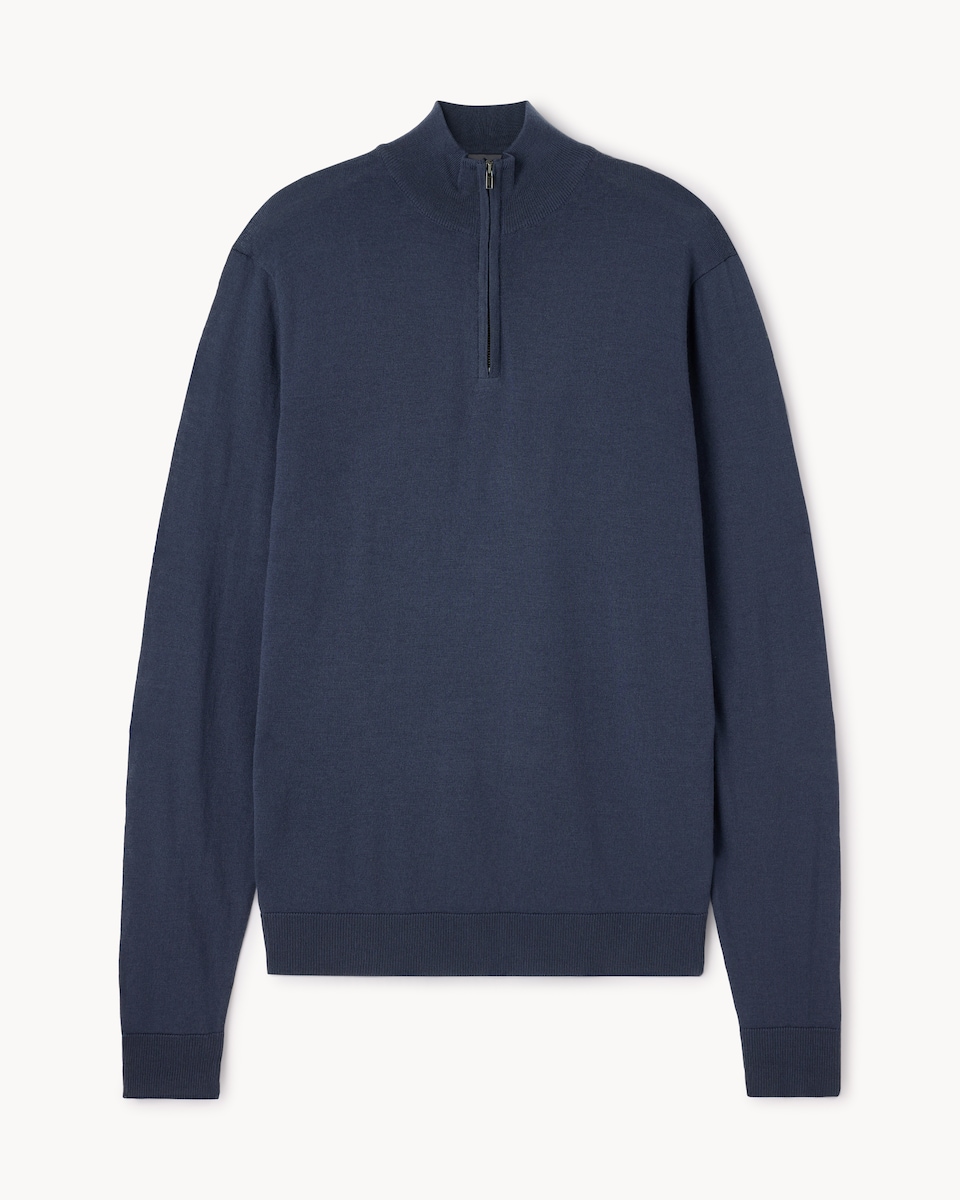 image 1 of F&F Merino Wool Half Zip Jumper in Blue