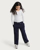 image 2 of F&F Girls Cotton Rich Wide Leg Drawstring Joggers in Navy