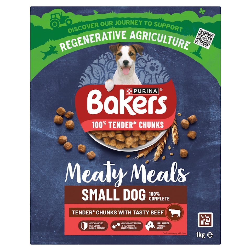 image 1 of Bakers Meaty Meals Adult Small Dry Dog Food Beef 1kg