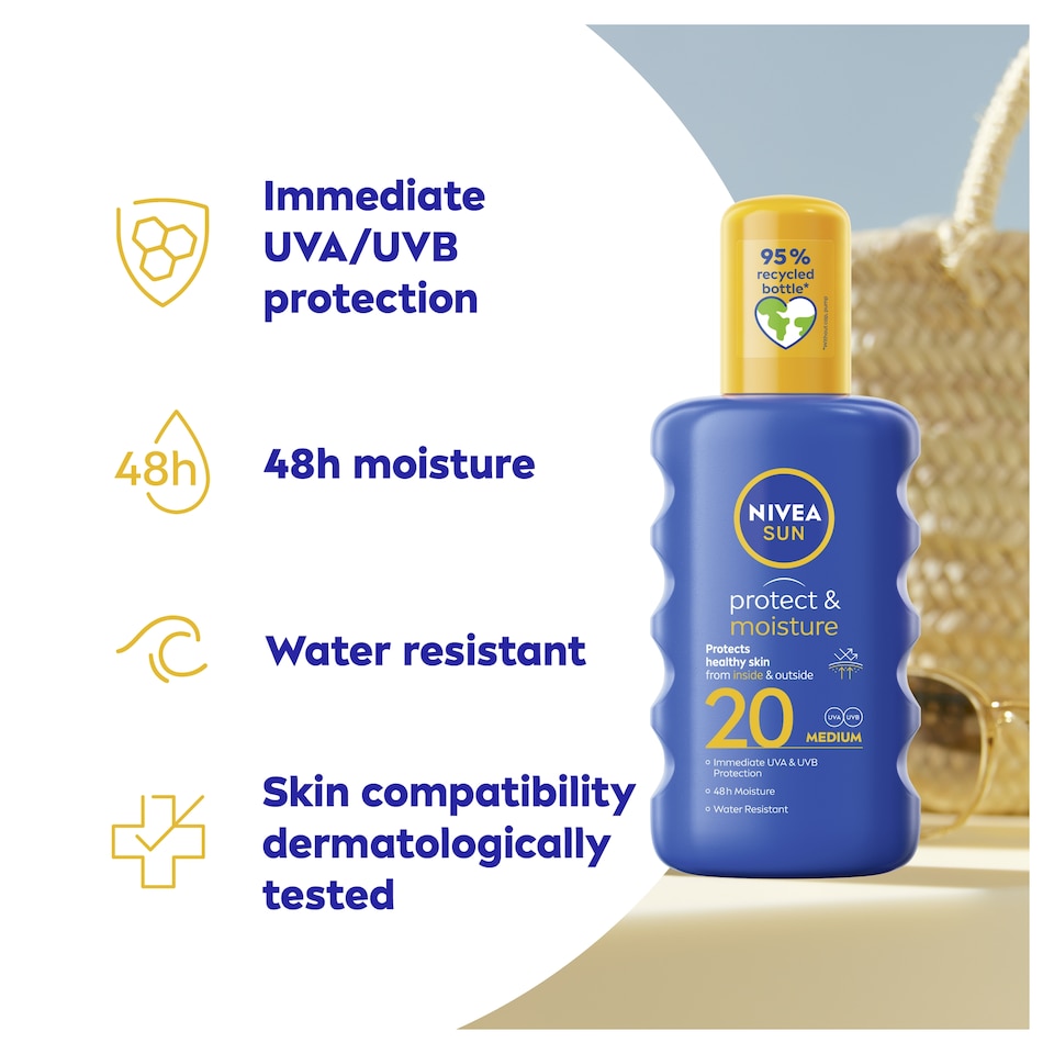 image 1 of NIVEA SUN Protect & Moisture Sun Cream Spray SPF20 200ml