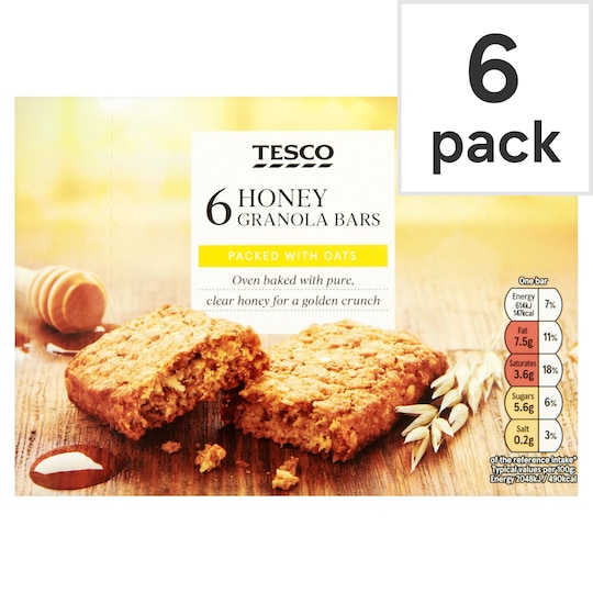 Tesco Oat & Honey Granola Bars 6 Pack 180G Tesco Groceries
