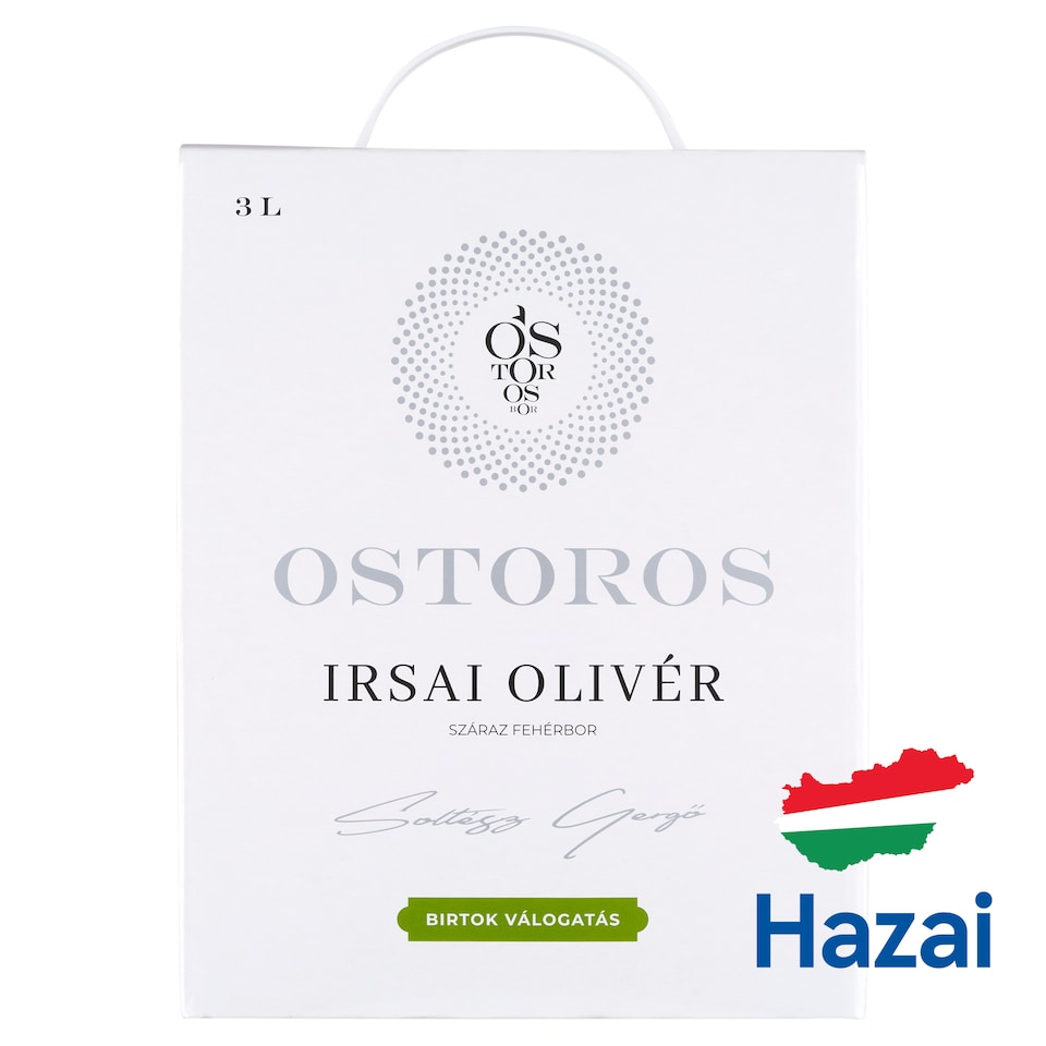 Ostorosbor Bag-In-Box Felső Magyarországi Irsai Olivér száraz fehérbor 11% 3 l 1. kép