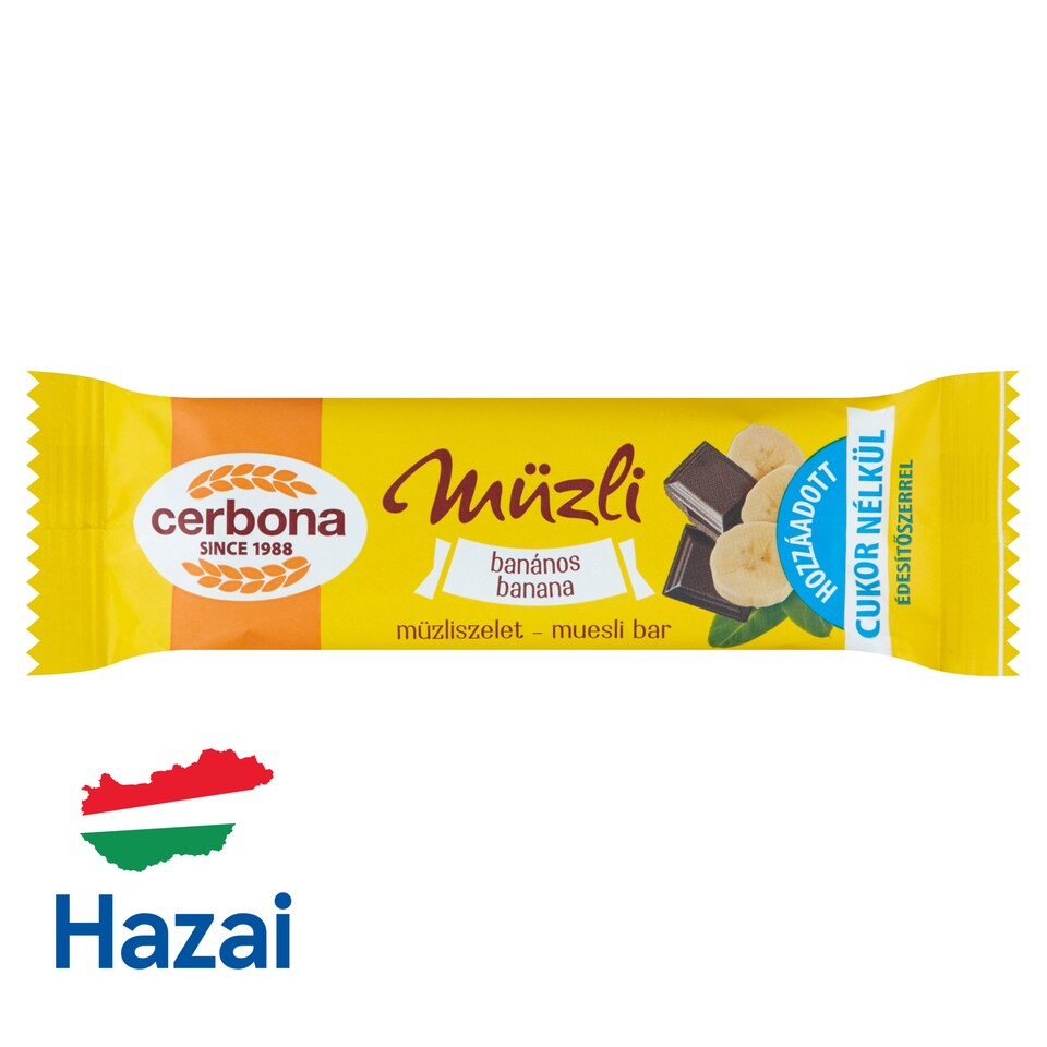 image 1 of Cerbona Banana Muesli Bar with No Added Sugar and with Sweeteners 20 g