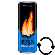 Burn Carbonated Mango-Flavoured Energy Drink with Caffeine 250 ml