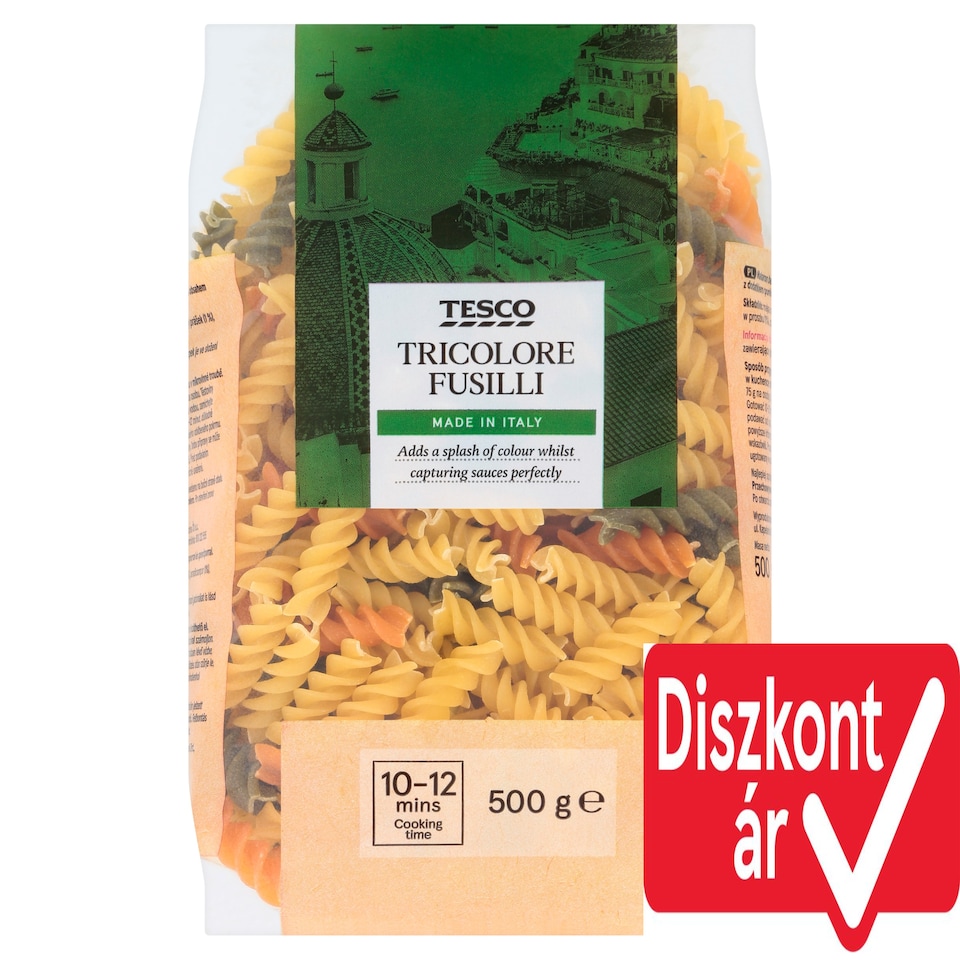 Tesco Tricolore Fusilli durum száraztészta 500 g