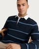 image 1 of F&F Pure Cotton Stripe Print Long Sleeved Rugby Shirt in Navy