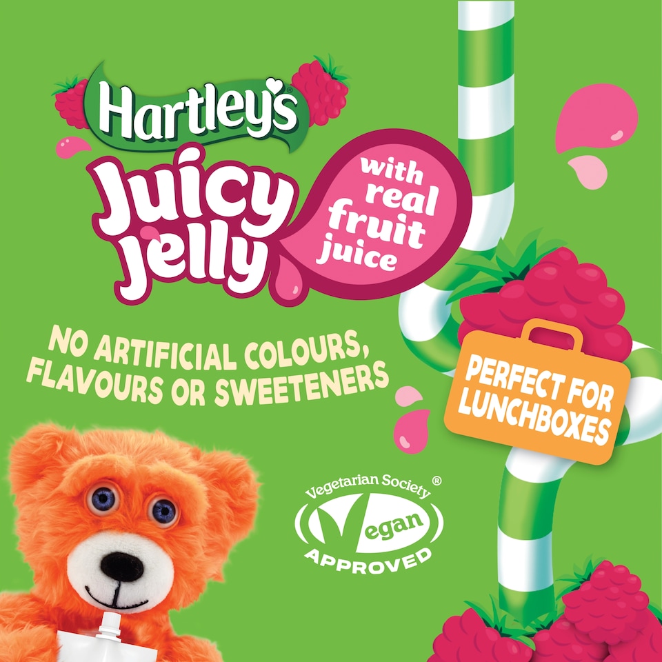 image 1 of Hartley's Raspberry Jelly Pouch Multipack 4x90g