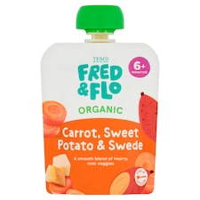 TESCO FRED & FLO Organic Carrot Sweet Potato & Swede 70g