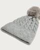 image 2 of F&F Cable Knit Pom Pom Beanie Hat in Grey