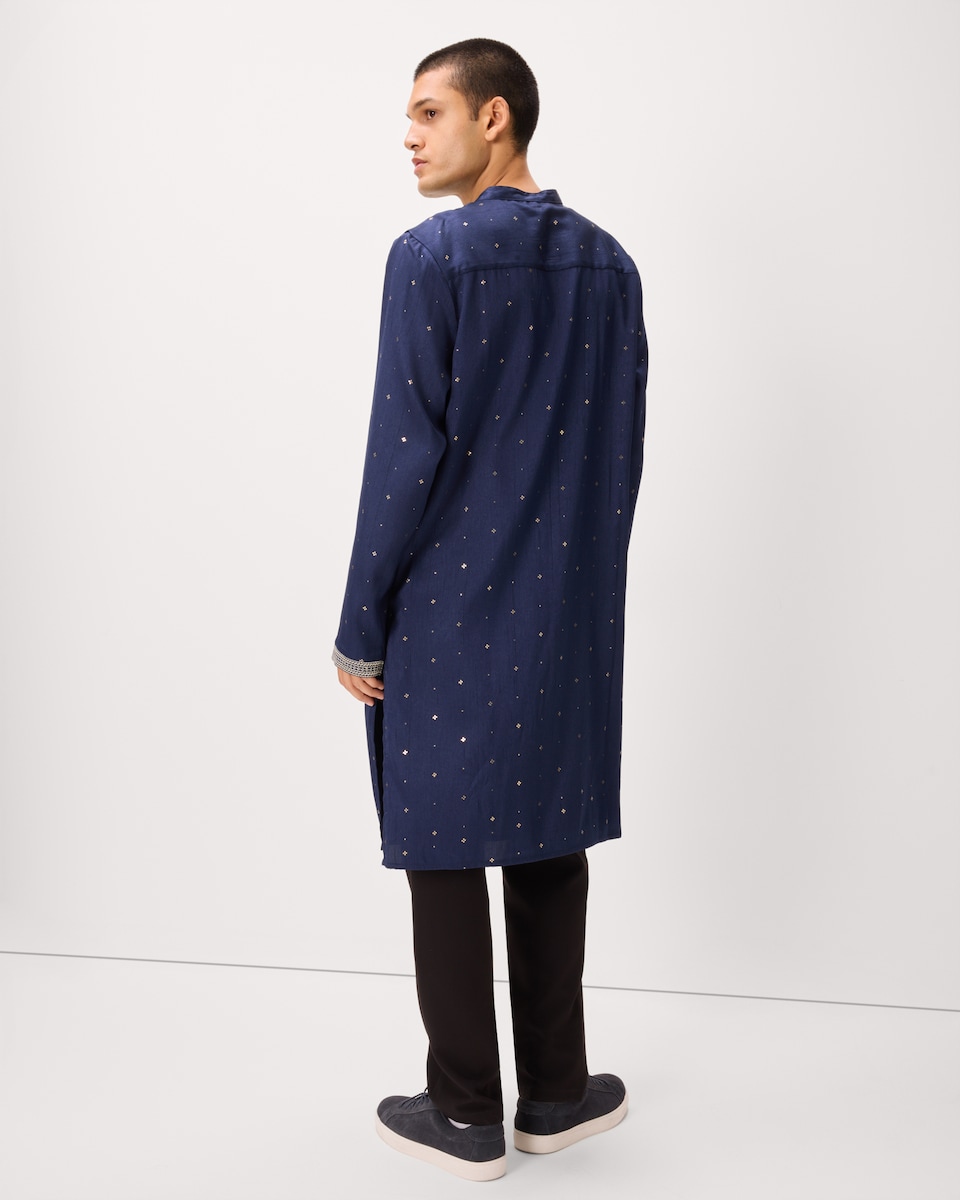 image 1 of F&F Long Sleeved Diwali Kurta in Navy