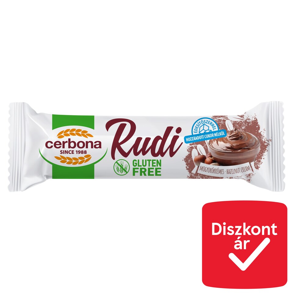 Cerbona Gluten-Free Oat Bar with Hazelnut Cream Filling, Cocoa Coating 30 g