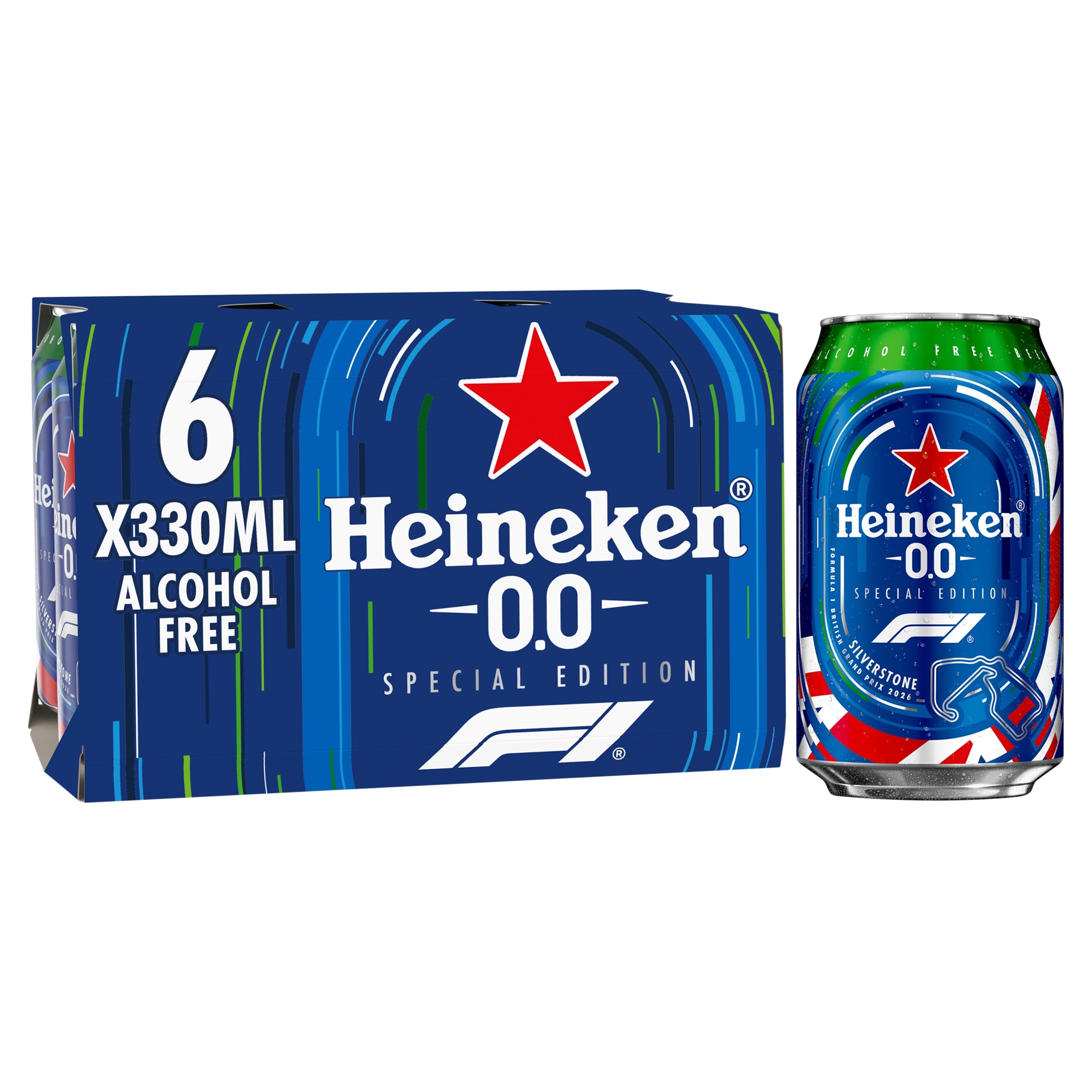 Heineken 0.0% Alcohol Free Lager Beer Can 6x330ml