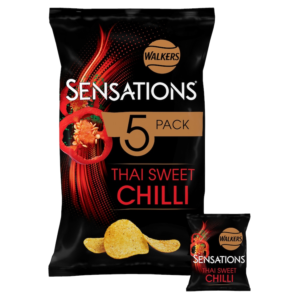 image 1 of Walkers Sensations Multipack Crisps - Thai Sweet Chilli 5x25g