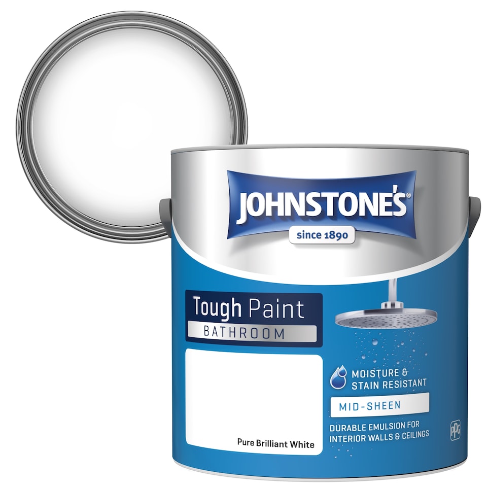 image 1 of JOHNSTONES PURE BRILLIANT WHITE BATHROOM PAINT 2.5L