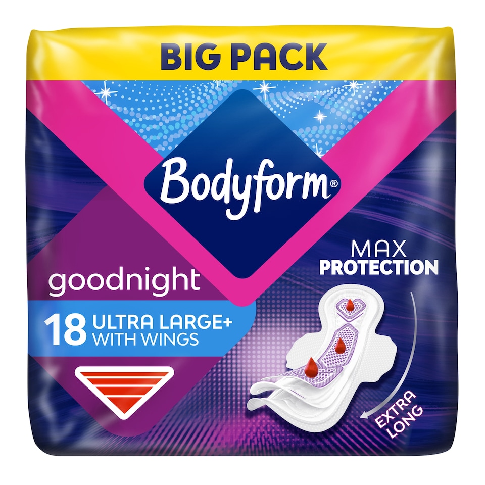 image 1 of Bodyform Night Ultra Large+ With Wings 18'S