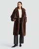 image 3 of F&F Faux Fur Pocket Detail Longline Coat in Brown