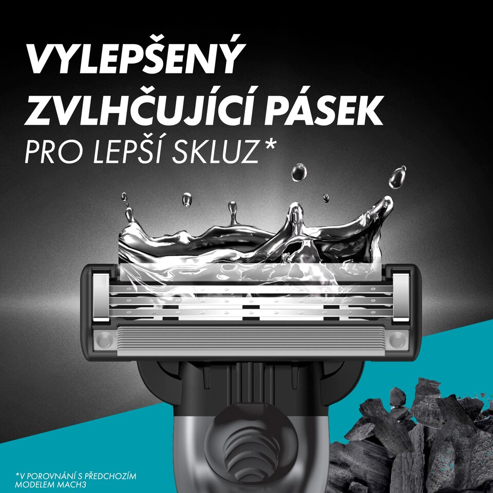 Obrázek 1 pro produkt Gillette Mach3 Charcoal Náhradní Holicí Hlavice Pro Muže, 3 Břity